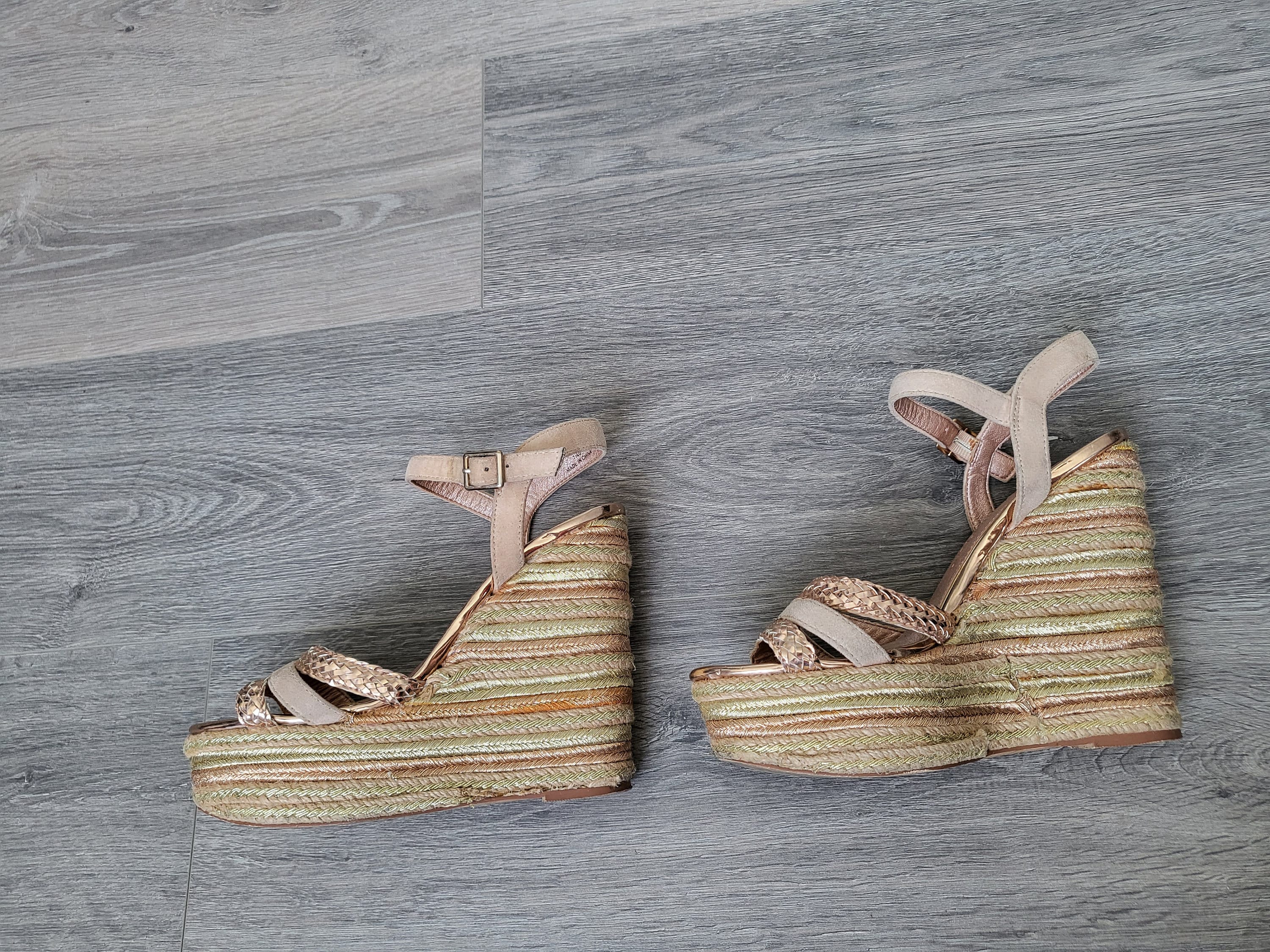 river island rose gold wedges