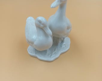 ヴィンテージ カイザー磁器製 置物 アヒル、ガチョウ ペア ドイツ 彫刻
