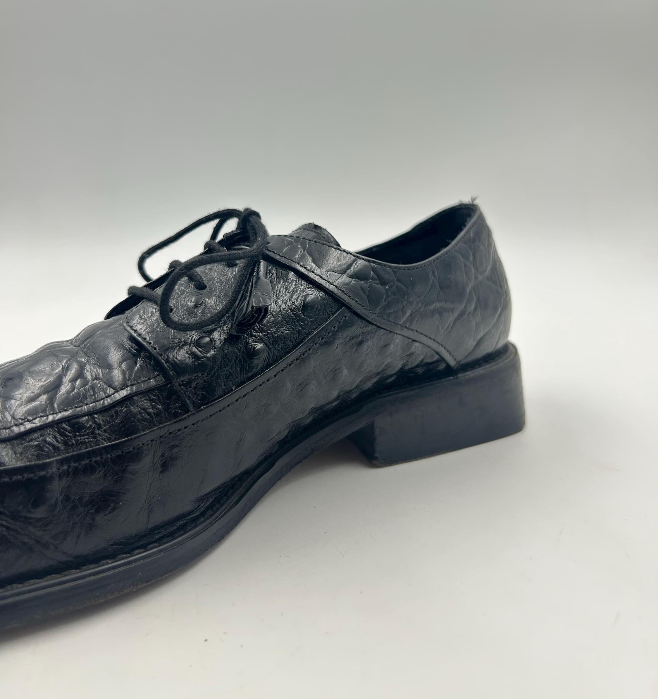 Giorgio Brutini Patent Leather Lace-up Shoes, Ostrich Detail  display picture 2