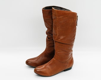 Botas vintage Aldo de piel de becerro, color marrón coñac, talla 6.5