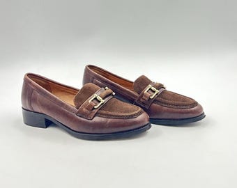 Vintage Suede Horsebit Loafers: Women's Brown Leather Shoes, 37EU/6US