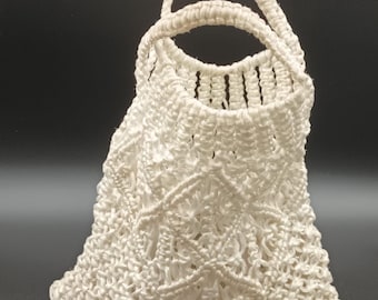 vintage macrame handbag handmade tote Made in USSR 70s retro shopping bag / women accessories