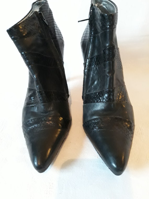 Vintage vrouwen leren zwarte enkellaarsjes EU maat 36 Europese - Etsy  Nederland