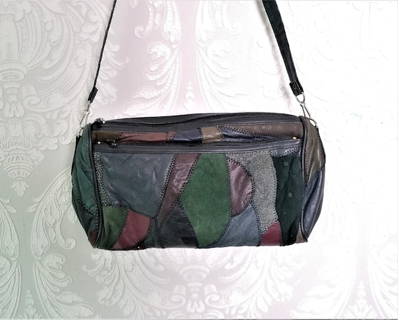 Vintage 80s patchwork suede shoulder bag crossbody