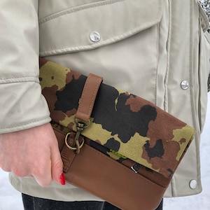 Bolso de mano vegano vintage, bolso de mano de tela de camuflaje caqui de Diesel, accesorios unisex para mujer