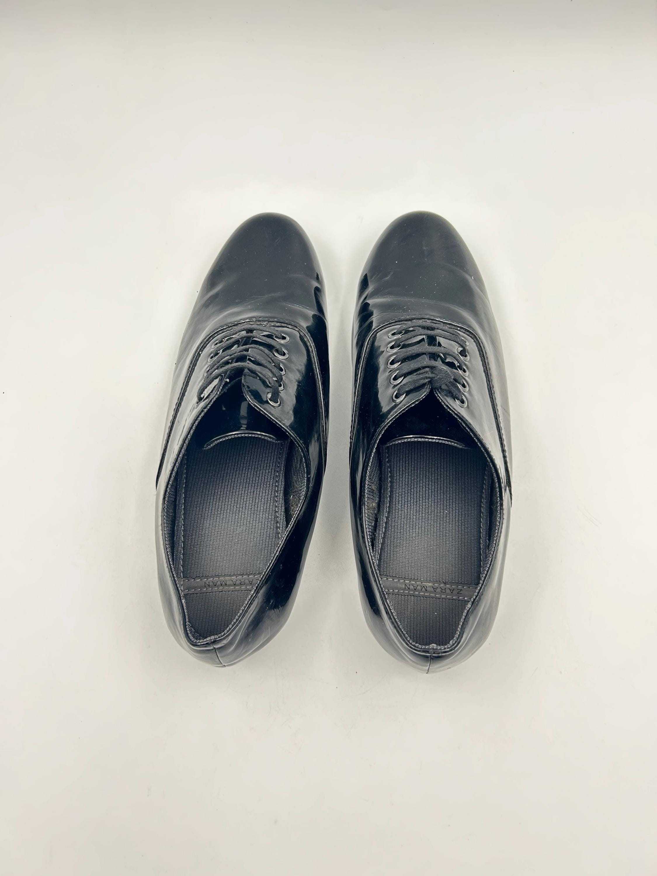 Zara Black Patent Leather Oxford Shoes - Men's EU42 / US9 - Etsy