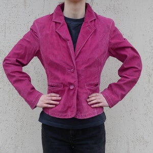 veste en cuir rose vintage pour femme / blazer tendance L grande taille avec col à revers, Allemagne