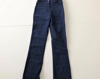 Vintage dark blue girls striped Jeans high waisted Deadstock denim pants S size