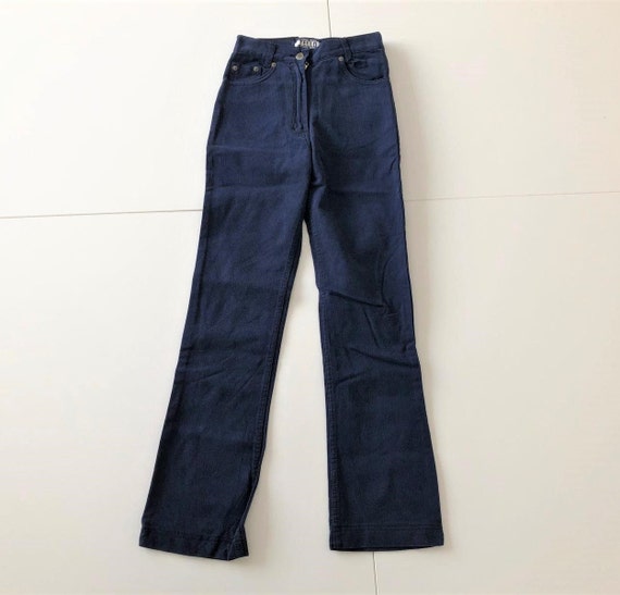 Vintage dark blue girls striped Jeans high waiste… - image 1