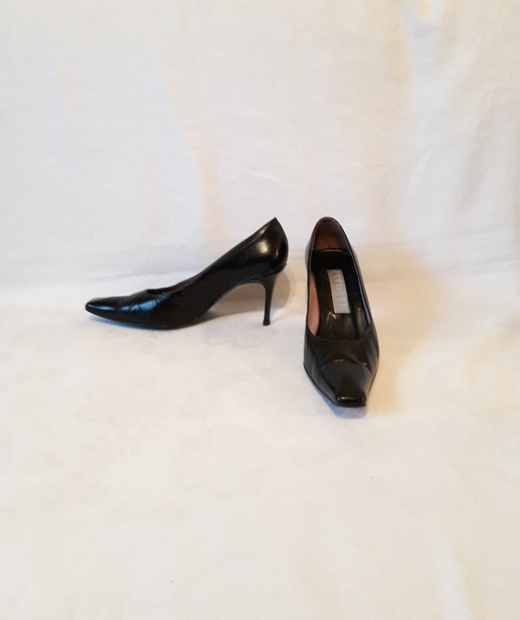 Vintage zwart Lederen dames schoenen Spaanse pumps Maat EU 38 - Etsy België