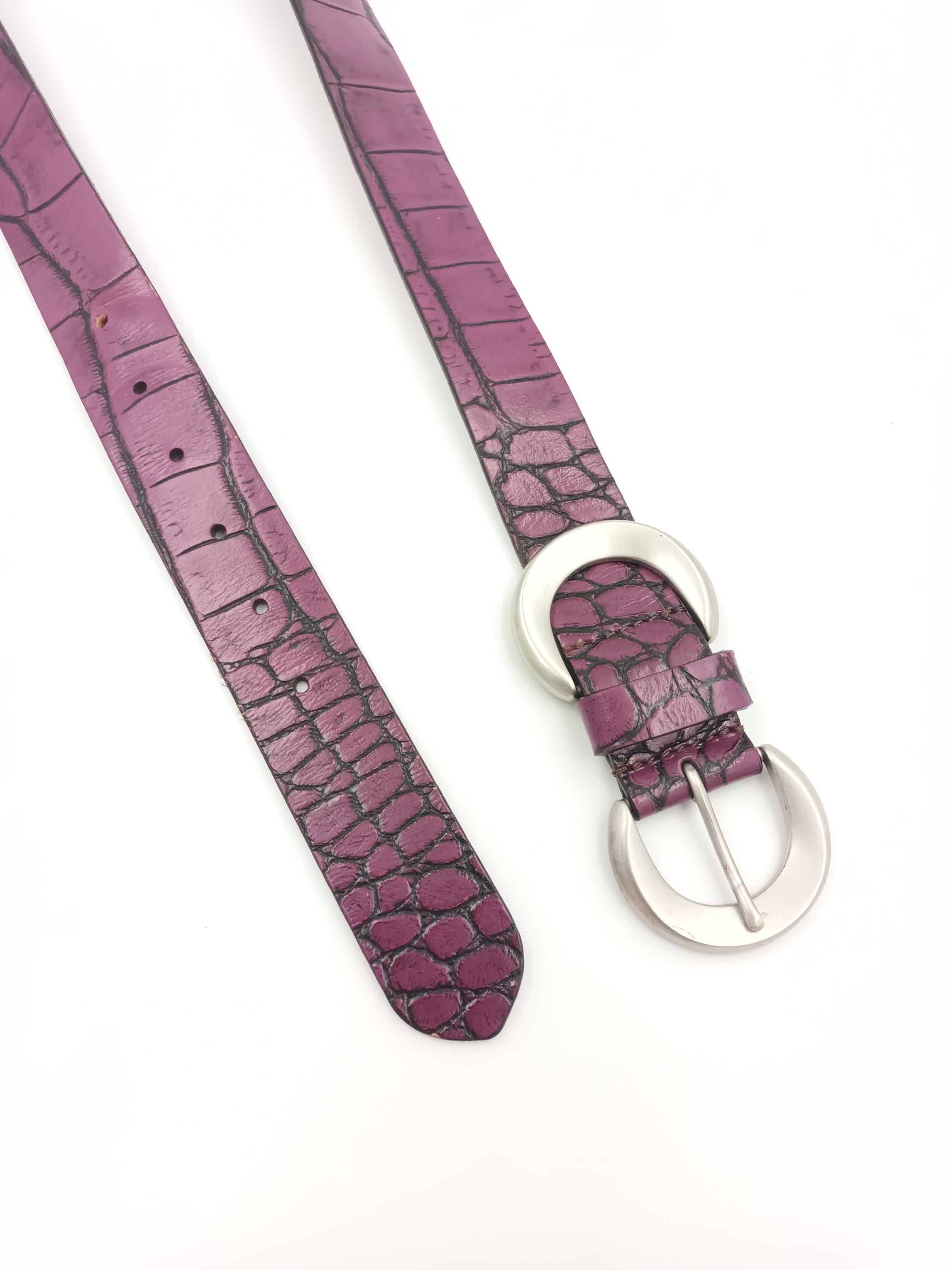 Vintage Leather Purple Belt / Croc Pattern Women Buckle  display picture 2