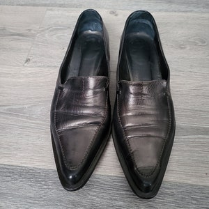 Vintage Giorgio Fabiani Leather Loafers: Bronzed Brown Pointy Toe Shoes EU 39.5