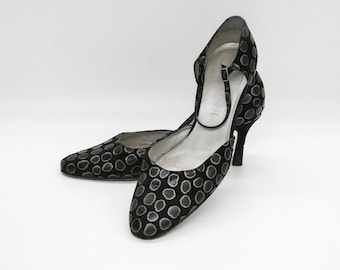Vintage Peter Kaiser Pumps: Schwarze Leder Pumps mit hohen Pünktchen