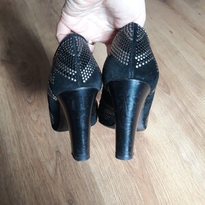 Vintage svarta mockapumps: Italienska läderskor med grov klack EU 38 bild 5