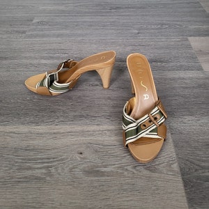Vintage UNISA Canvas & Leather Mules: Spanish Wooden Clogs, EU 39