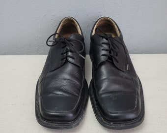 Vintage Leder schwarze Schnür Derby Derby Schuhe mit quadratischer Kappe / Club Schuhe / Größe 41