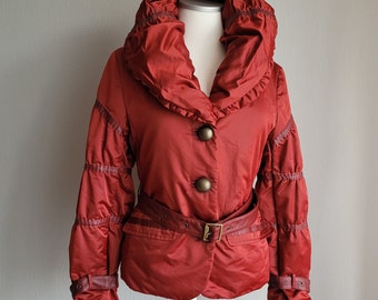 Vintage Wine Red Belted Jacket - Basic Editions - Size M