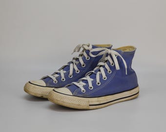 Vintage Converse Canvas Sneakers: Blue & White, US Women's 7.5