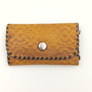 Vintage Handmade retro Genuine Leather Key Holder USSR era Soviet wallet / 70s accessory