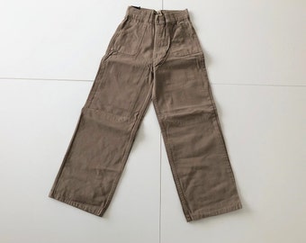 Vintage kids khaki brown Jeans high waisted Deadstock unused denim pants cotton trousers