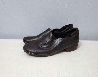 Vintage Brown Leather Loafers: Women's Slip-Ons (EU 37/ UK 4)