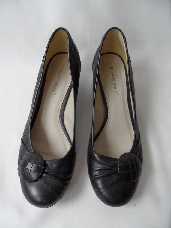 Vintage Leather Roberto Santi Shoes Black Pumps Heeled Loafers - Etsy