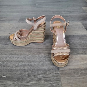 Espadrilles compensées dorées : lanières tressées, UK 7 / EU 40 - River Island