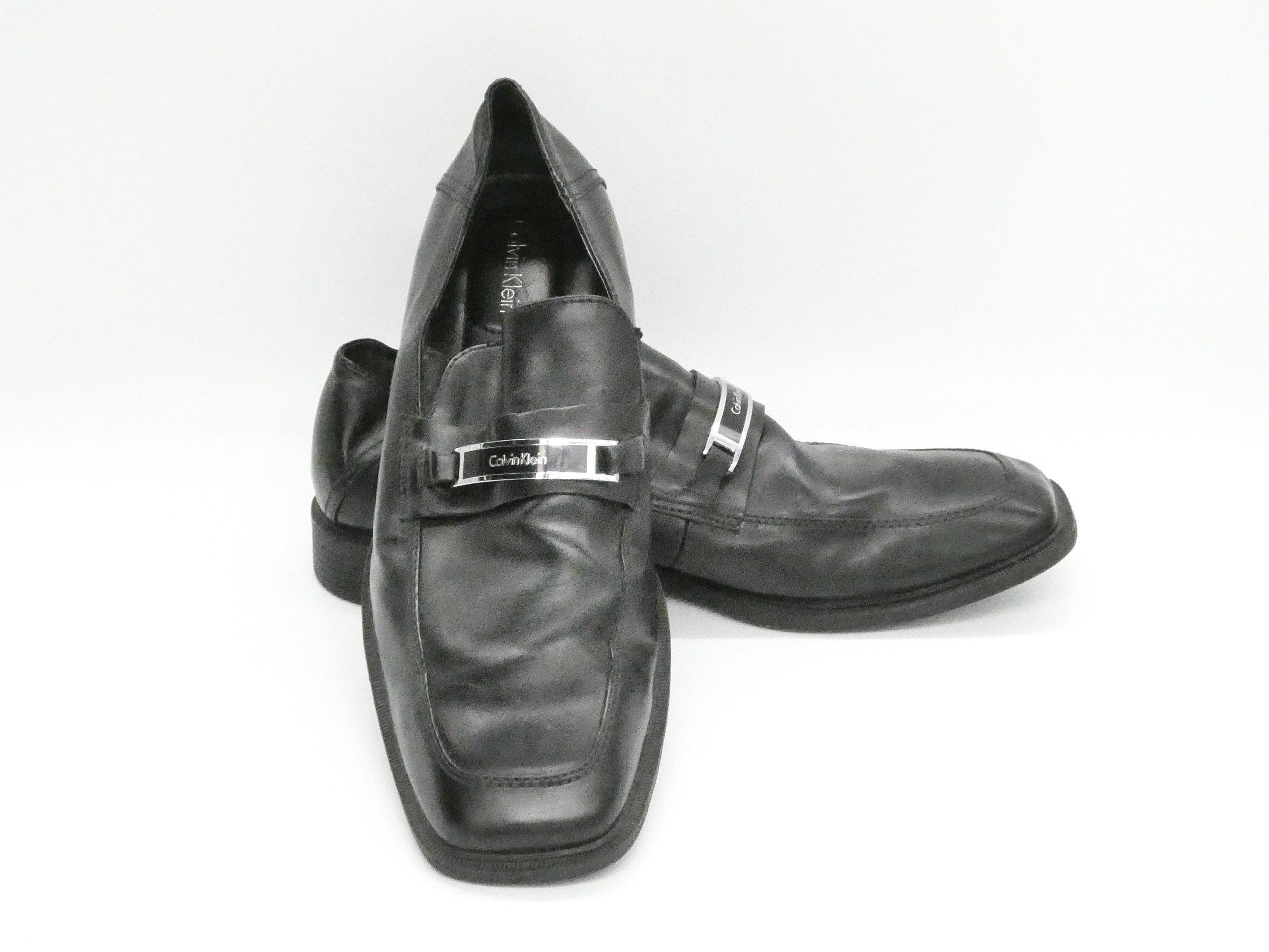 Vintage Calvin Klein Black Leather Loafers - Square Toe Dress Shoes US 11 -  Etsy
