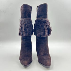Vintage Brown Suede Calf Boots: Fringe Detail, Size 7US / 38EU image 2