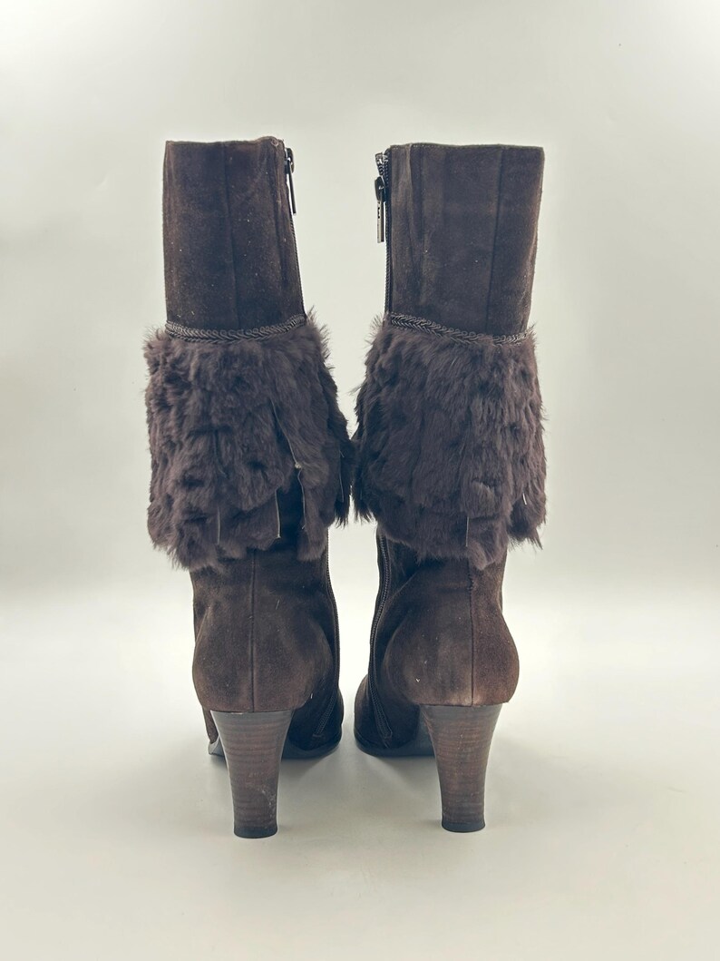 Vintage Brown Suede Calf Boots: Fringe Detail, Size 7US / 38EU image 8