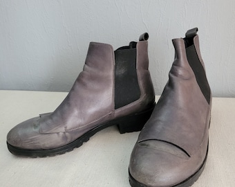 Elvio Zanon Leder Schnürstiefel: Graue Ankle Boots, EU 37