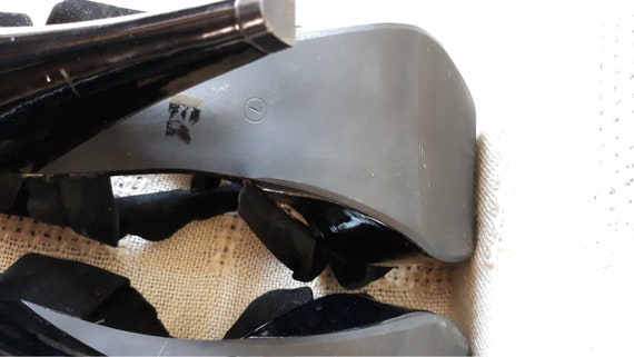 vintage black faux suede Stiletto Sandals Sexy wo… - image 8