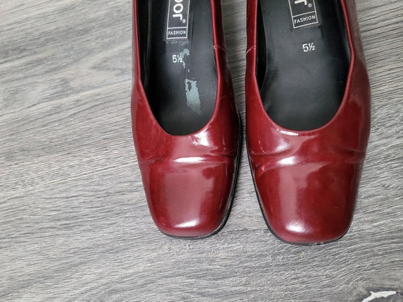 Vintage dark red patent leather loafers / Womens … - image 3