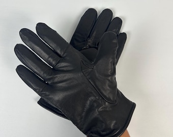 SCHOTT N.Y.C 1980s Men Winter GLOVES & Logo ~ Black Leather