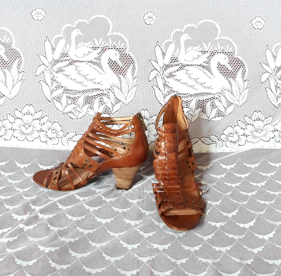 Lil Nøjagtig Utilfreds Vintage 5TH AVENUE Brown Leather Women Sandals Woven Shoes - Etsy Finland