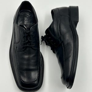 Vintage schwarze Leder Schnürschuhe Männer Oxford Schuhe Größe 41,5 EU, Karree Schuhe Bild 4