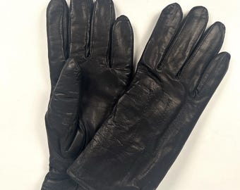 SCHOTT N.Y.C 1980s Men Winter GLOVES & Logo ~ Black Leather