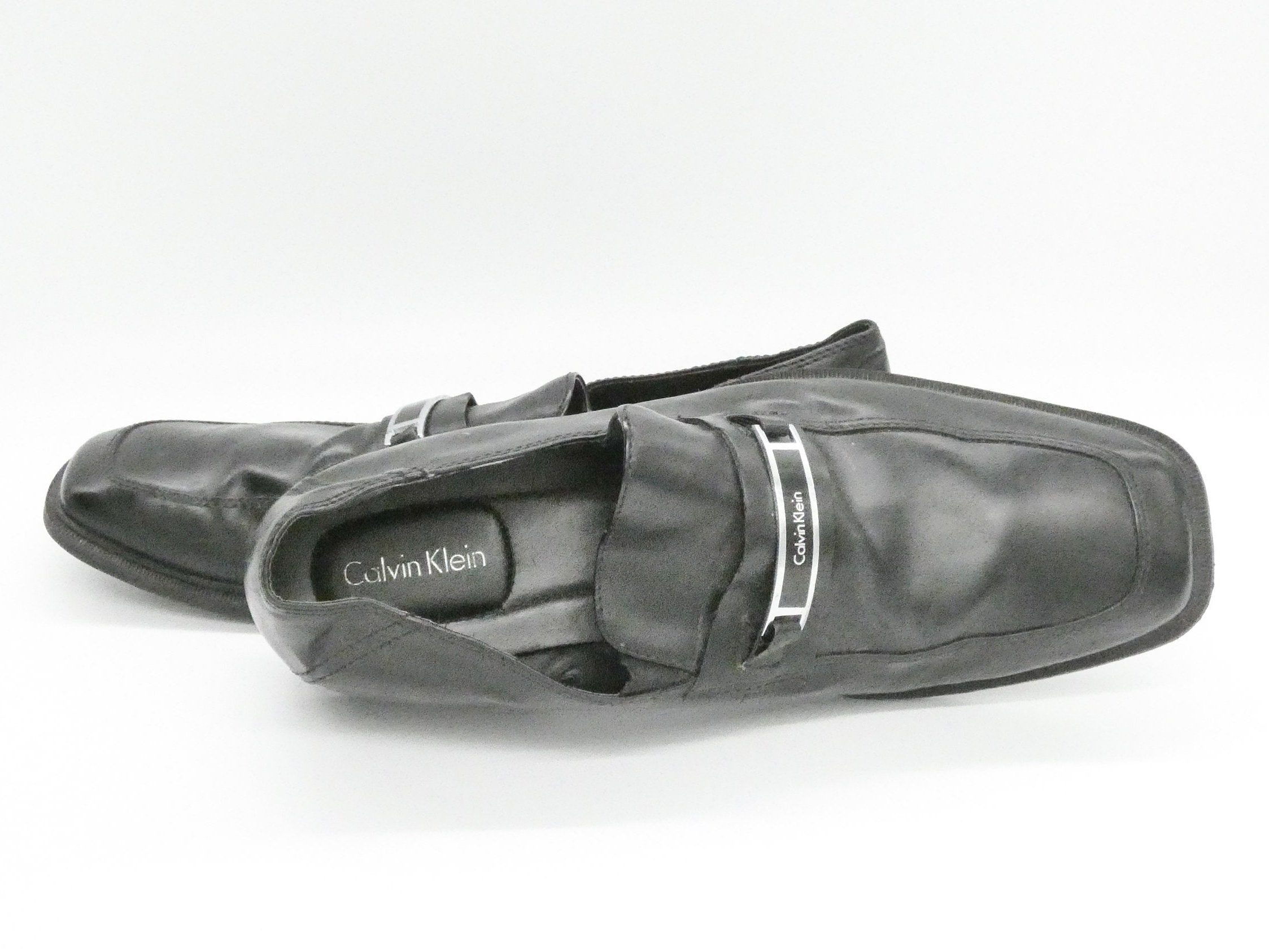 Vintage Calvin Klein Black Leather Loafers - Square Toe 