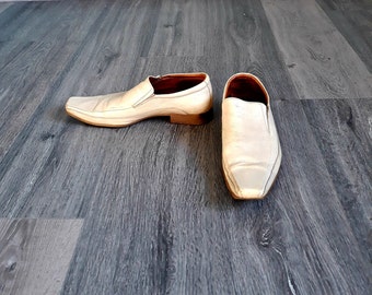 vintage Men beige leather loafers NORD size 9 US square toe slip on shoes