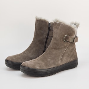 Vintage Suede Leather Ankle Boots in Gray for Women Size 39EU 8US 6UK