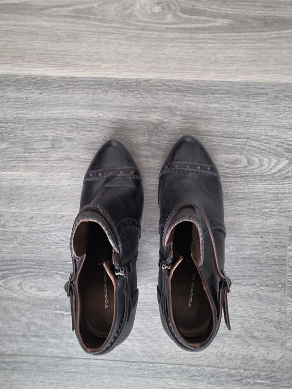 Vintage black ankle high heel brogue shoes Women … - image 5