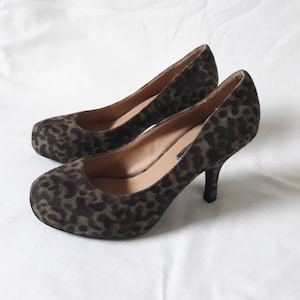 Vintage braune Leopardenmuster Damenschuhe / Stiletto Pumps 37 EU