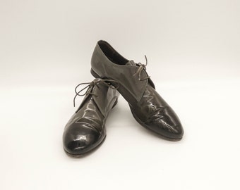 Vintage Attilio Giusti Leombruni Patent Leather Oxfords - Gray & Black, EU 38