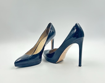 Patent Leather Stiletto Pumps: Black High Heel Shoes, EU 38/US 7.5