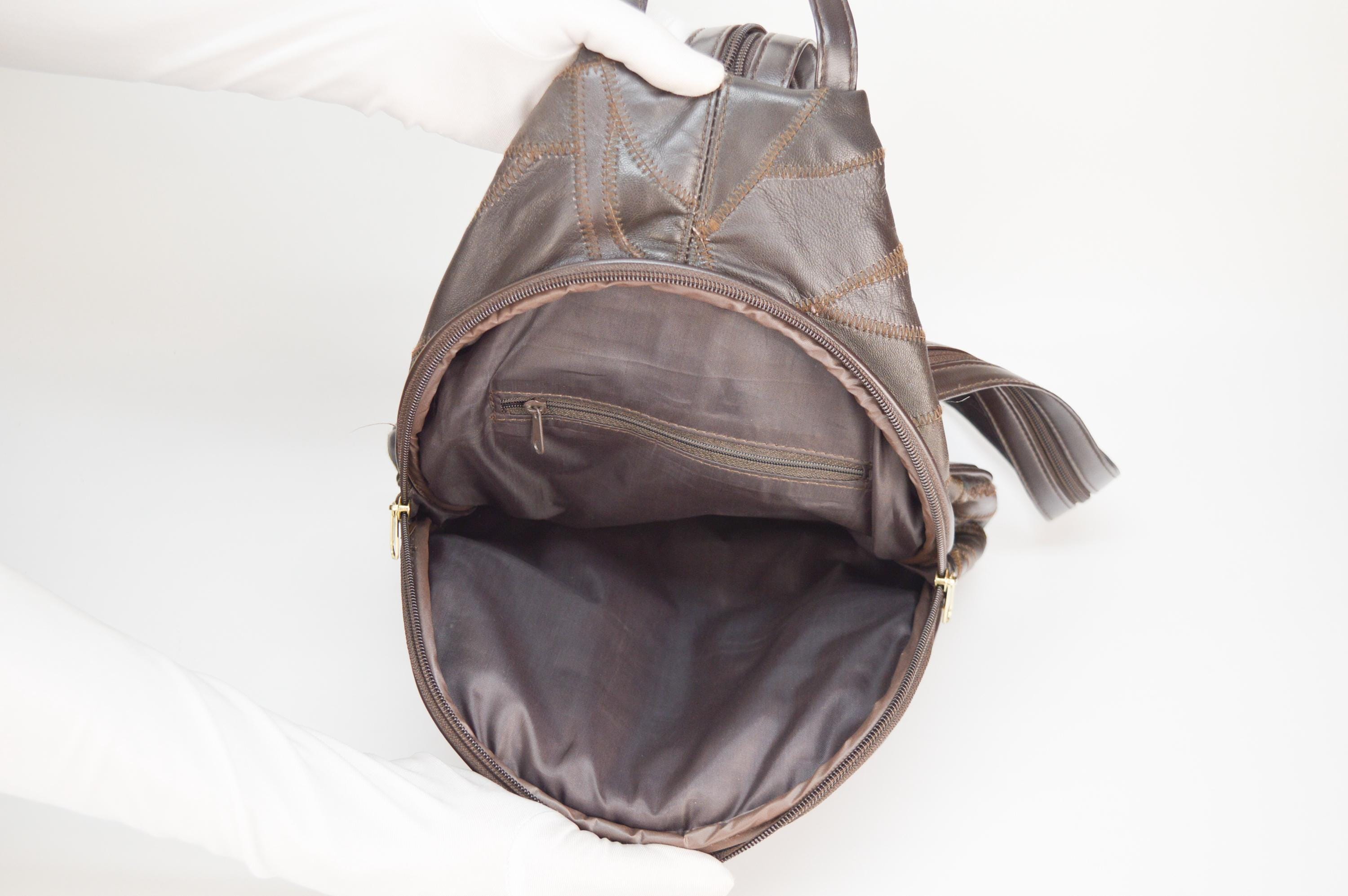 Vintage Ellepi Made in Italy ?? Patchwork Backpack Bag. Chocolate Brown Vintage Ellepi Purse Leather Patchwork Shoulder Bag Italy  main image 3
