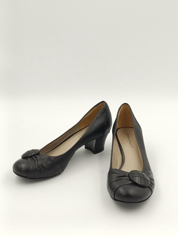 Escarpins Cimarron En Cuir Noir - Pointure 37,5 - Talon Cône Rock Avec Clous - Neuf Dans Boîte
