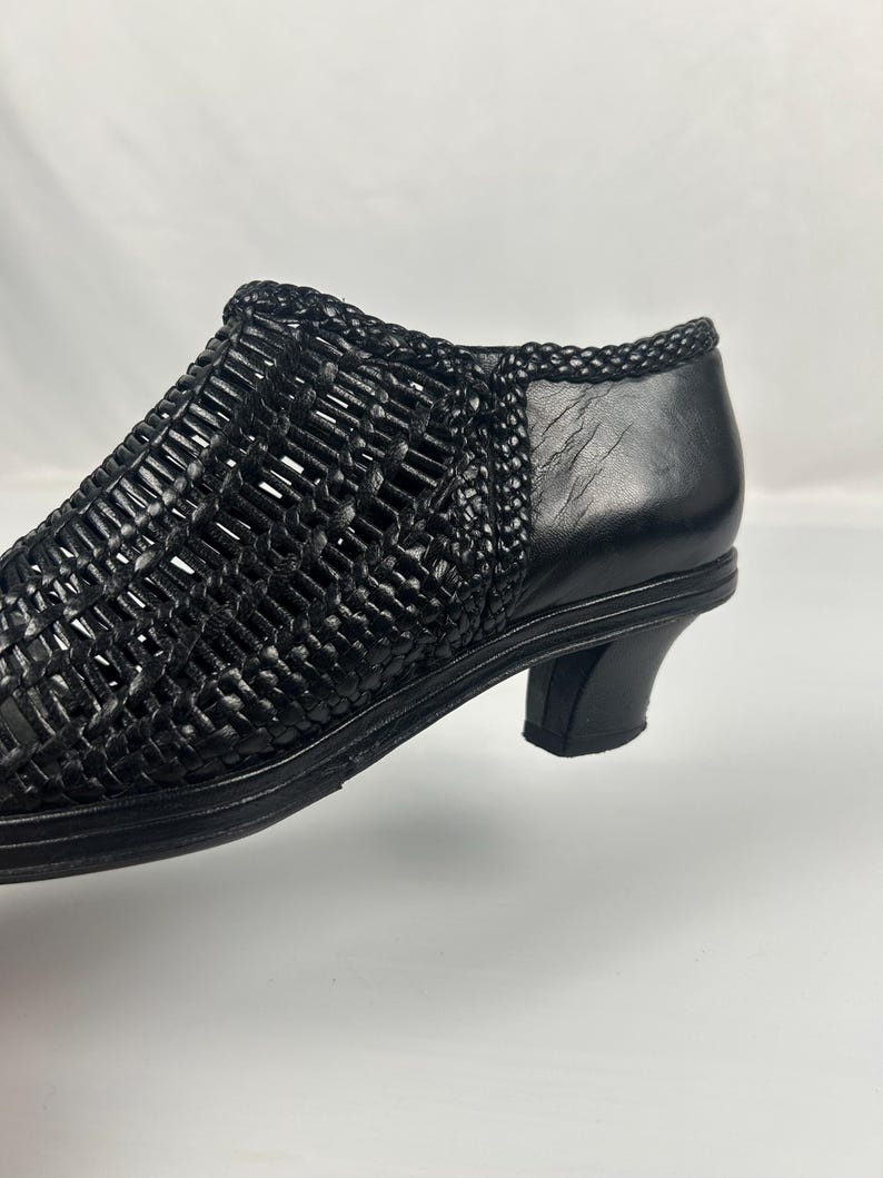 Vintage Woven Black Leather Huarache Loafers - Stephane Kelian Paris - Size 6.5 UK image 6