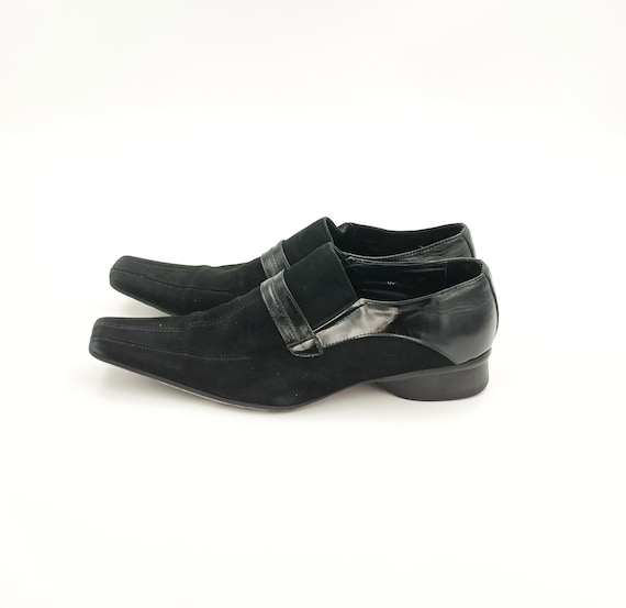 Vintage Handmade Black Suede Loafers: Italian Leather Slip-Ons, EU 40