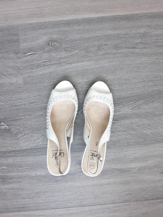 vintage leather white open toe sandals wedding sh… - image 5