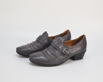 Mocassini con fibbia in pelle vintage - Slip-On grigio scuro - EU 37